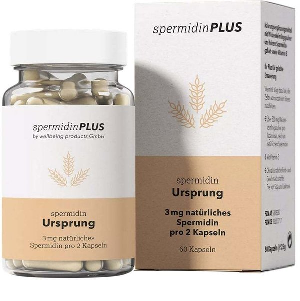 SPERMIDINPLUS | Spermidin Ursprung | Kapslen mit Weizenkeimlingspulver mit hohem Spermidingehalt