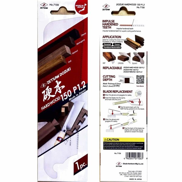 Z-SAW Dozuki Hardwood 150 P 1,2 Sägeblatt ersatz für Japanische Säge